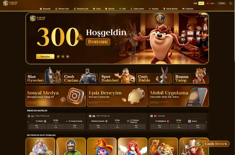 Warner Casino ekran görüntüsü